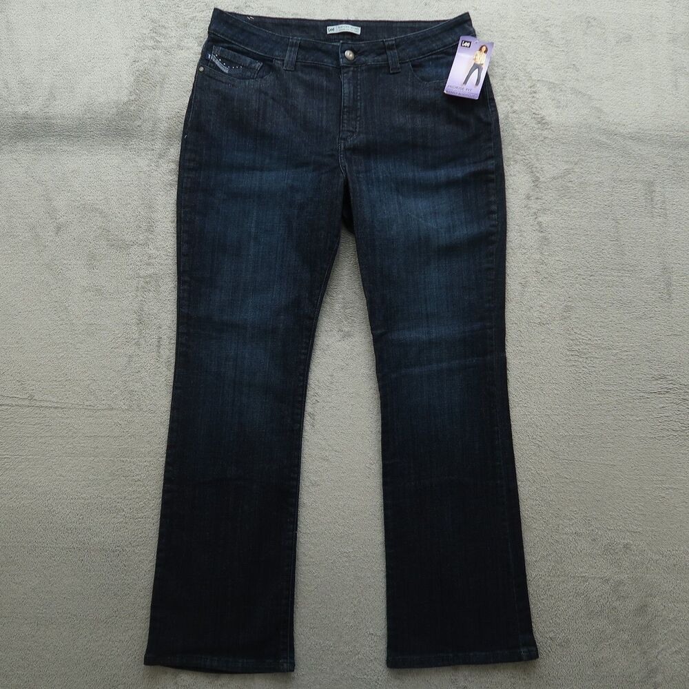 Lee Jeans Women's Size 16M Blue Mid-Rise Slender Barely Bootcut Denim 32" Inseam